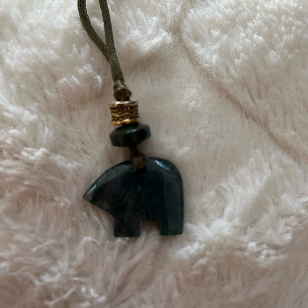 Green Bear Charm Necklace